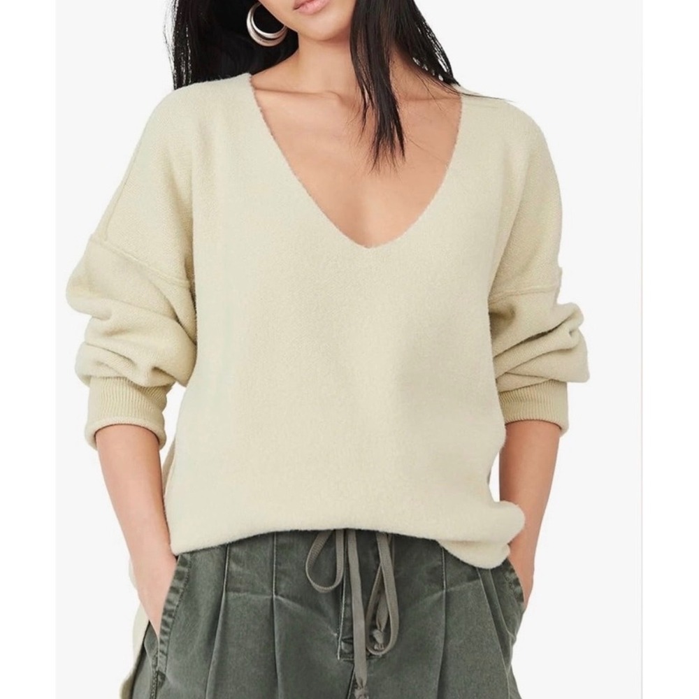 Free People Sweater Weather V-Neck Sweater Size XS Slouchy Oversized Fisherman‎